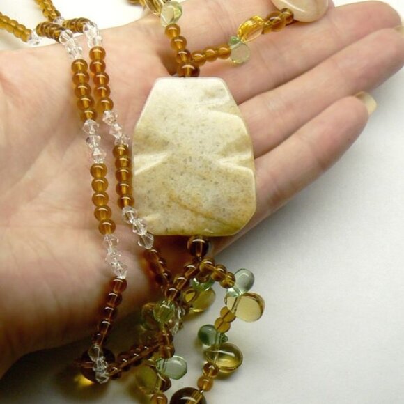 Jasper Carnelian Quartz Long Necklace 34" - Picture 2 of 4